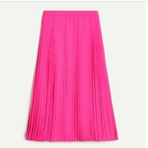 NWT - J.CREW HOT PINK PLEADED MIDI SKIRT